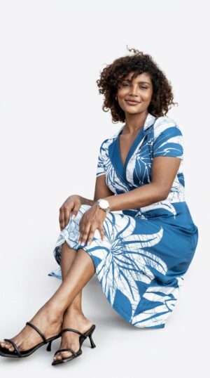 Collared Wrap Dress- Batik